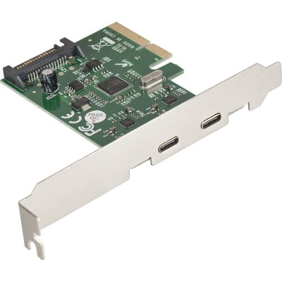 Контроллер EXEGATE EXE-313 (PCI-Ex4, 2xUSB 3.1 Type-C ext., разъем доп. питания)